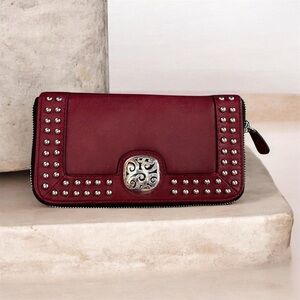 Brighton Studded Women's Zip Wallet - Burgundy